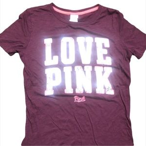 NWOT PINK by Victoria Secret BLING Short Sleeve TEE Color: Black Orchid Size XS